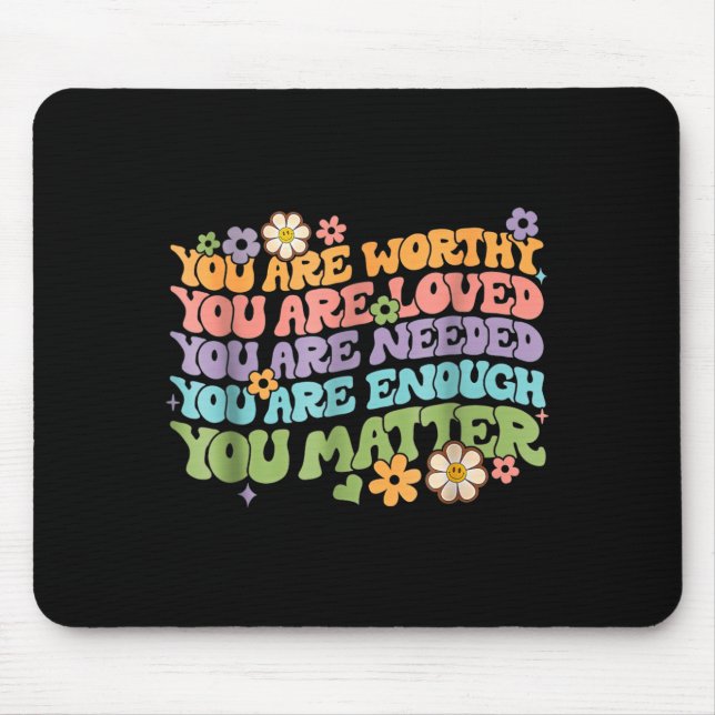 kindness be kind groovy mental health awareness mouse mat (Front)
