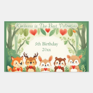 Kindness Best Valentine Nursery Woodland Animals  Rectangular Sticker