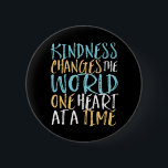 Kindness Change The World Inspirational Quote 6 Cm Round Badge<br><div class="desc">Kindness changes the world one heart at a time. Inspirational and motivational quote design for those who stand up for equality, choose love over hate and hope for a better world. Inspiring positive saying merchandise for anti-racism and anti-bullying. Uplift and inspire people to be positive, be kind, brave and have...</div>