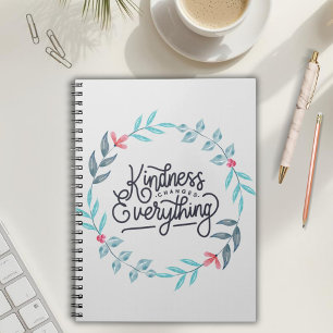 Kindness Changes Everything Floral Grey Notebook