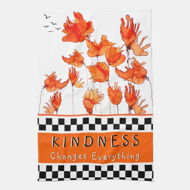 Kindness Changes Everything Poppies Kitchen Towel (Vertical)