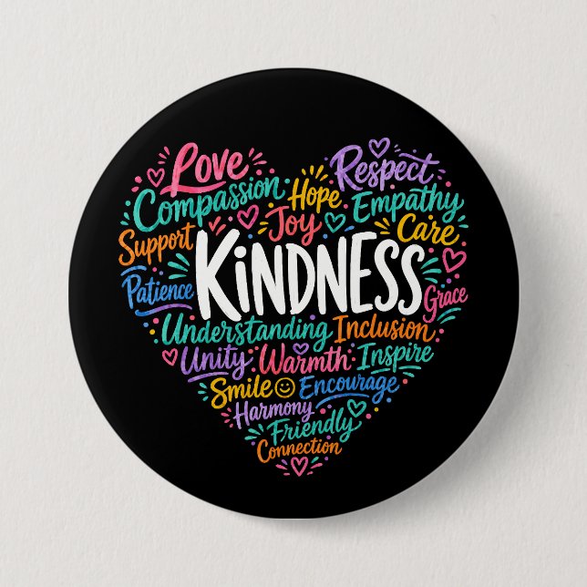Kindness compassion empathy and respect 7.5 cm round badge (Front)