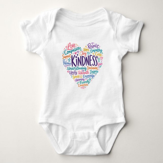 Kindness compassion empathy and respect baby bodysuit (Front)