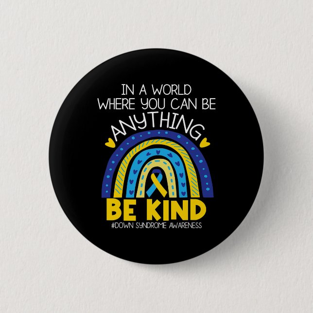 Kindness - Down Syndrome Awareness Blue Yellow Rib 6 Cm Round Badge (Front)