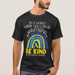 Kindness - Down Syndrome Awareness Blue Yellow Rib T-Shirt