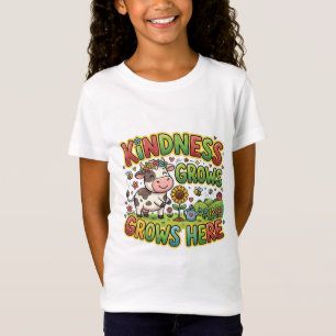 Kindness Grows Here Cute Cow T-Shirt Kids Farm