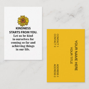 Kindness Inspirational Quote  Sunflower Kindness Business Card