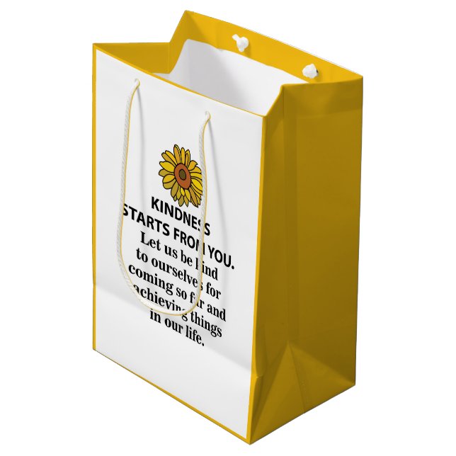 Kindness Inspirational Quote  Sunflower Kindness Medium Gift Bag (Front Angled)