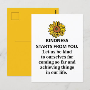 Kindness Inspirational Quote  Sunflower Kindness Postcard