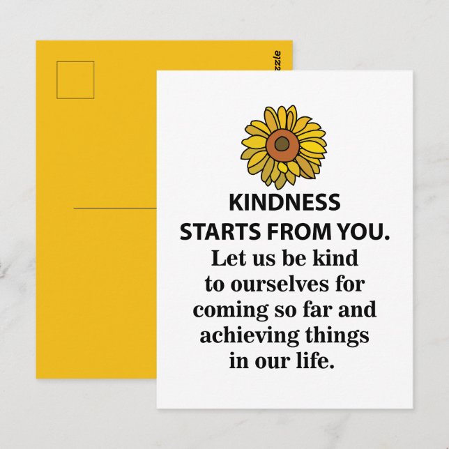 Kindness Inspirational Quote  Sunflower Kindness Postcard (Front/Back)