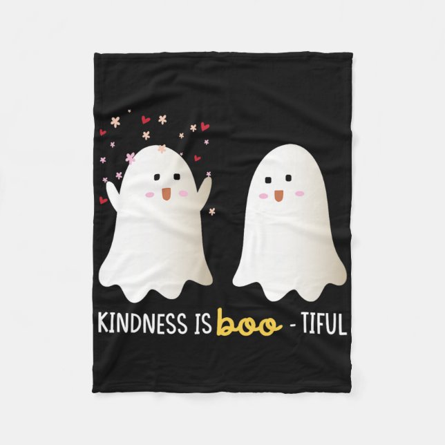 Kindness Is Boo-tiful Teacher Cute Ghost Bootiful  Fleece Blanket (Front)