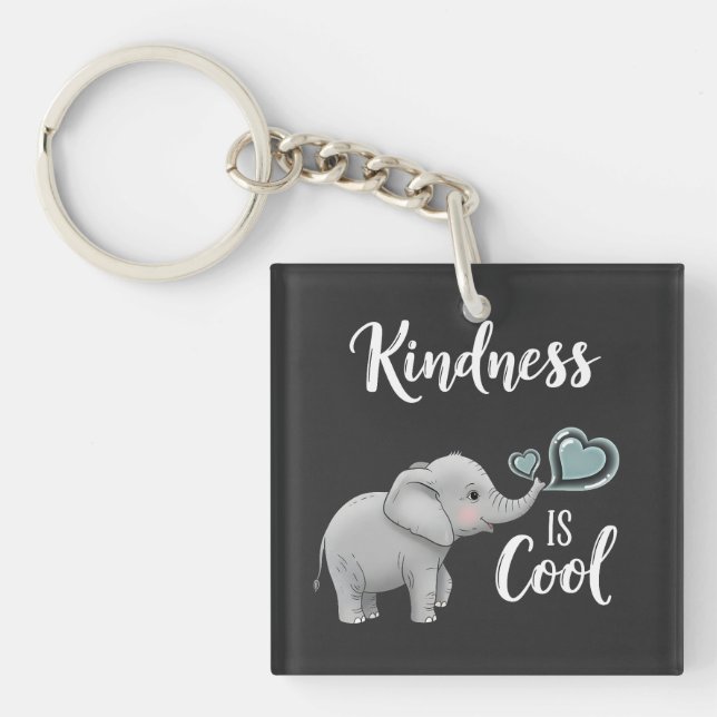 Kindness Is Cool Elephant Key Ring (Front)