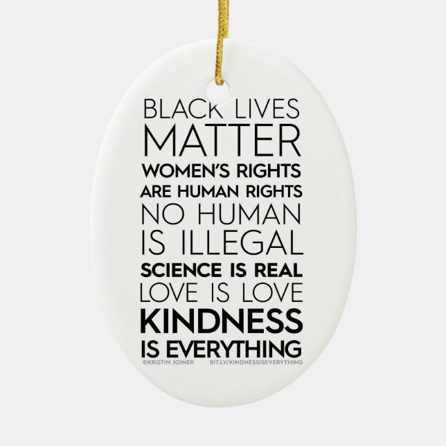 Kindness Is Everything Oval Ornament (Front)