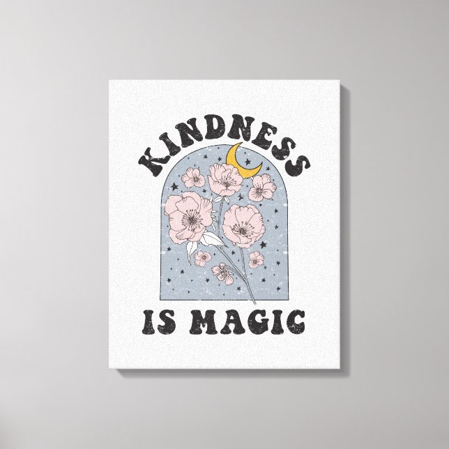 Kindness is Magic Vintage Flowers Canvas Print (Front)
