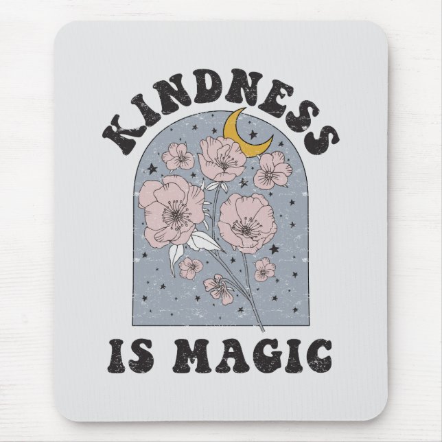 Kindness is Magic Vintage Flowers Mouse Mat (Front)