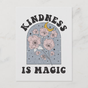 Kindness is Magic Vintage Flowers Postcard