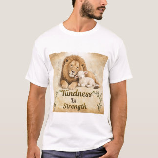 Kindness Is Strength Lion and Lamb Inspirational T-Shirt