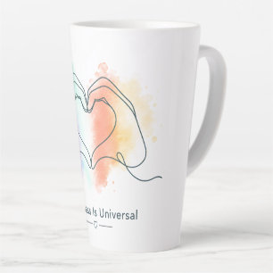 Kindness Is Universal Pride Heart Design Latte Mug
