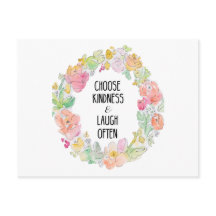 Kindness & Laughter Inspirational Floral Postcard