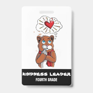 Kindness Leader Tag Badge Pass Fourth Grade Class ID Badge