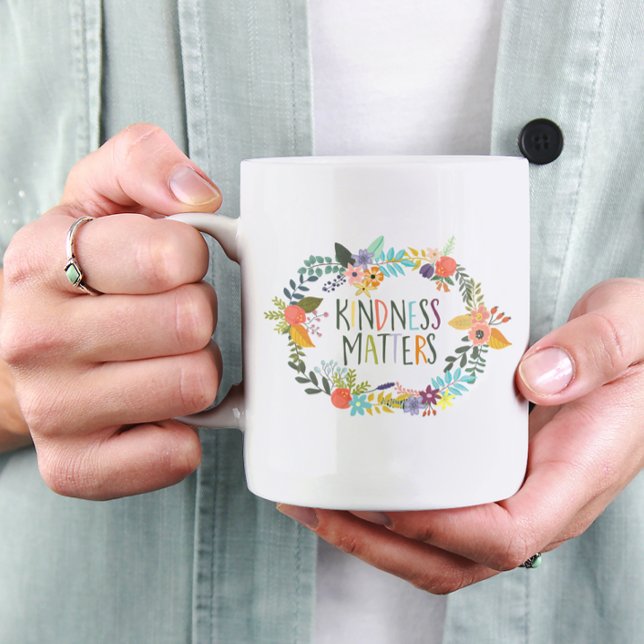 Kindness Matters Colourful Bright Inclusive Floral Coffee Mug (Creator Uploaded)