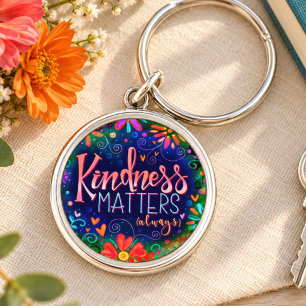 Kindness Matters Fun Floral Pretty Inspirivity Key Ring