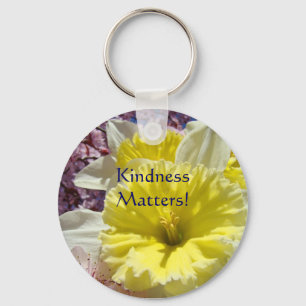 Kindness Matters! key chain Yellow Daffodil Flower