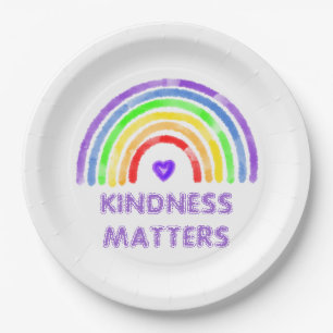 Kindness Matters   Rainbow and Heart Watercolor    Paper Plate