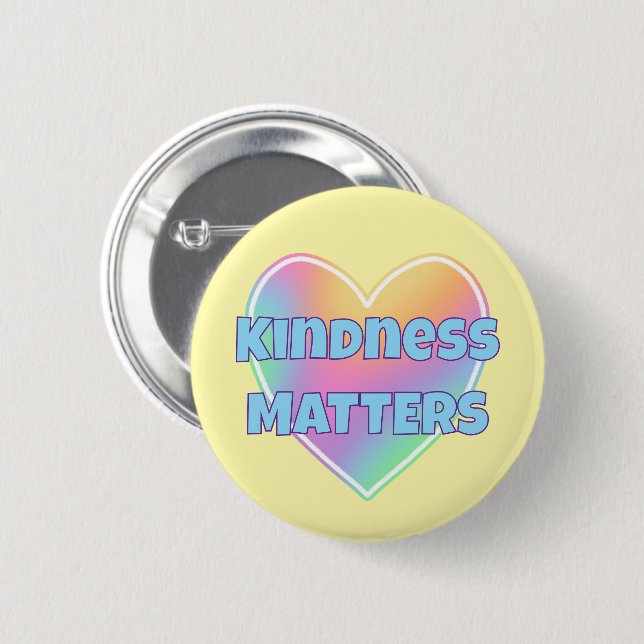 Kindness Matters Rainbow Heart Button (Front & Back)