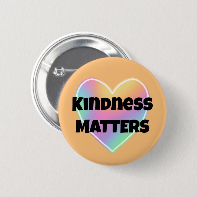 Kindness Matters Rainbow Heart Button (Front & Back)