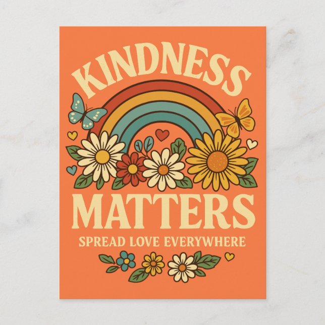 Kindness Matters Retro Rainbow Art Holiday Postcard (Front)