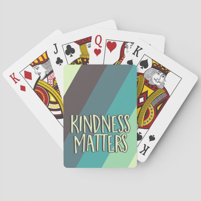 Kindness Matters, Simple Modern Stripes Green Blue Playing Cards (Back)
