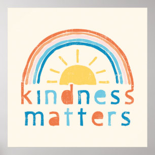 Kindness Matters. Typography Design with Rainbow Poster
