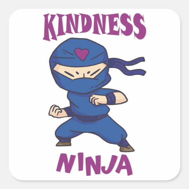 Kindness Ninja, Fight against Bullying Square Sticker (Front)