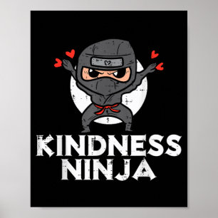 Kindness Ninja Funny Kids Anti Bullying Day Orange Poster