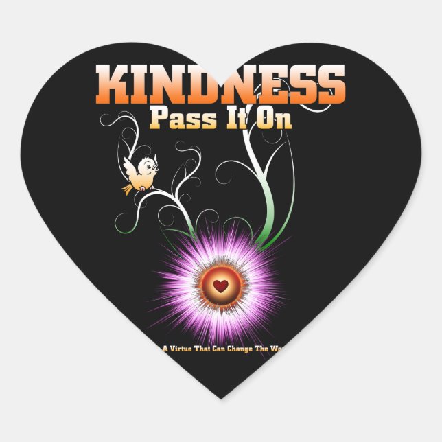 KINDNESS - Pass It On Starburst Heart Heart Sticker (Front)