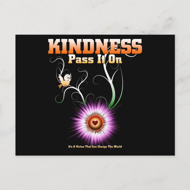 KINDNESS - Pass It On Starburst Heart Postcard (Front)