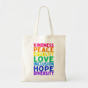 Kindness Peace Equality Inclusion Diversity Human  Tote Bag