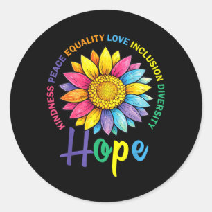 Kindness Peace Equality Love Hope Diversity Human Classic Round Sticker