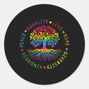 Kindness Peace Equality Love Hope Diversity Human Classic Round Sticker