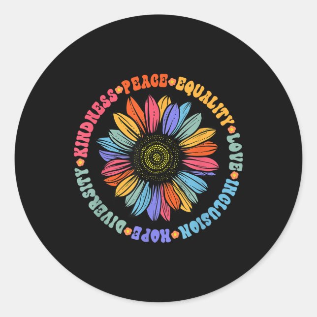 Kindness Peace Equality Love Hope Diversity Human  Classic Round Sticker (Front)