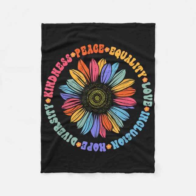Kindness Peace Equality Love Hope Diversity Human  Fleece Blanket (Front)