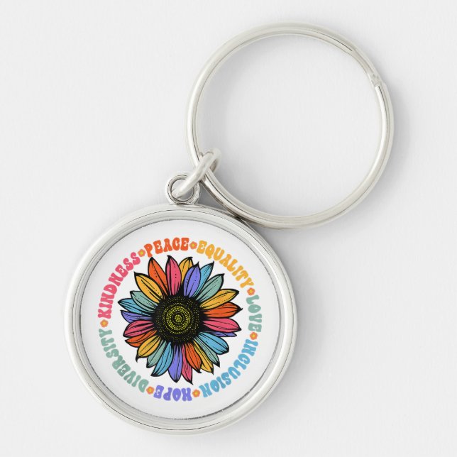 Kindness Peace Equality Love Hope Diversity Human  Key Ring (Front)