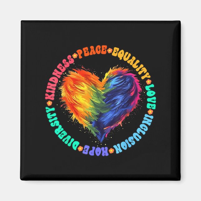 Kindness Peace Equality Love Hope Diversity Human Magnet (Front)