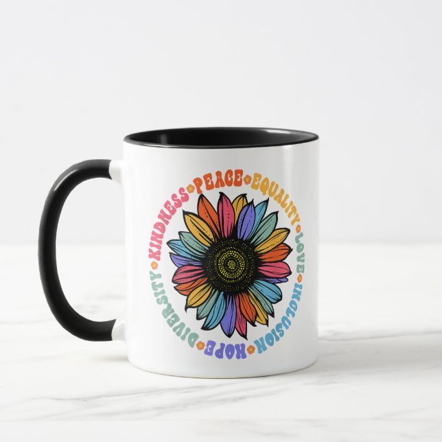 Kindness Peace Equality Love Hope Diversity Human  Mug (Left)