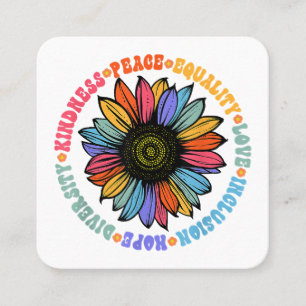 Kindness Peace Equality Love Hope Diversity Human Square Business Card