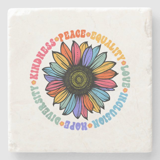 Kindness Peace Equality Love Hope Diversity Human  Stone Coaster (Front)