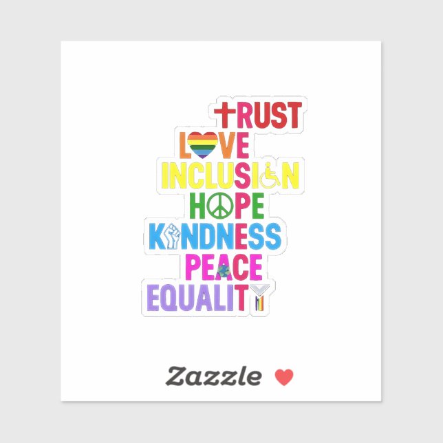 Kindness Peace Equality Love Inclusion Hope   (Sheet)