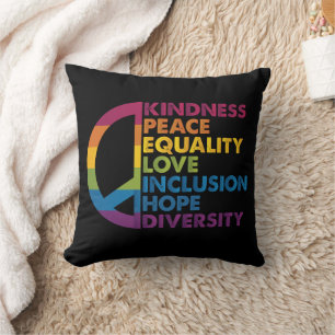 Kindness Peace Equality Love Inclusion Hope Divers Cushion