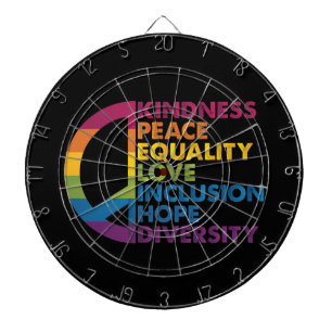 Kindness Peace Equality Love Inclusion Hope Divers Dartboard